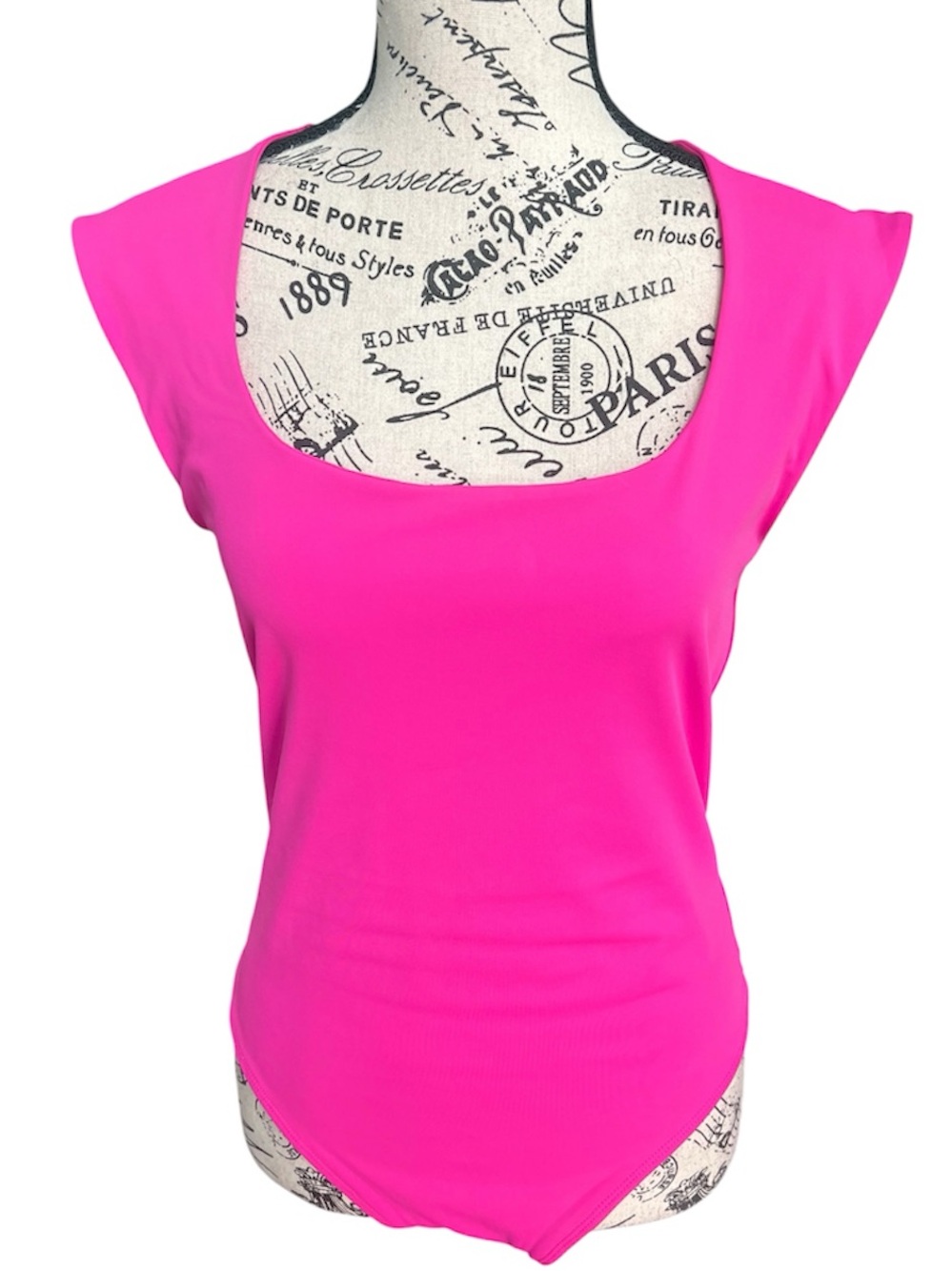 Express Hot Pink Square Neck Bodysuit